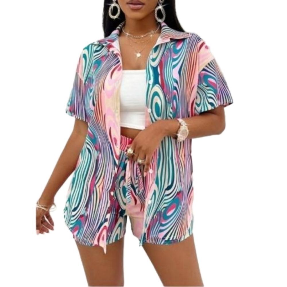 Colorful two piece short set sz Xlarge